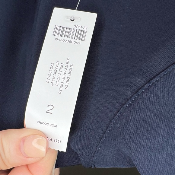 Chico’s Navy Button Cuff Shirt Utility Dress Medium - Picture 11 of 14